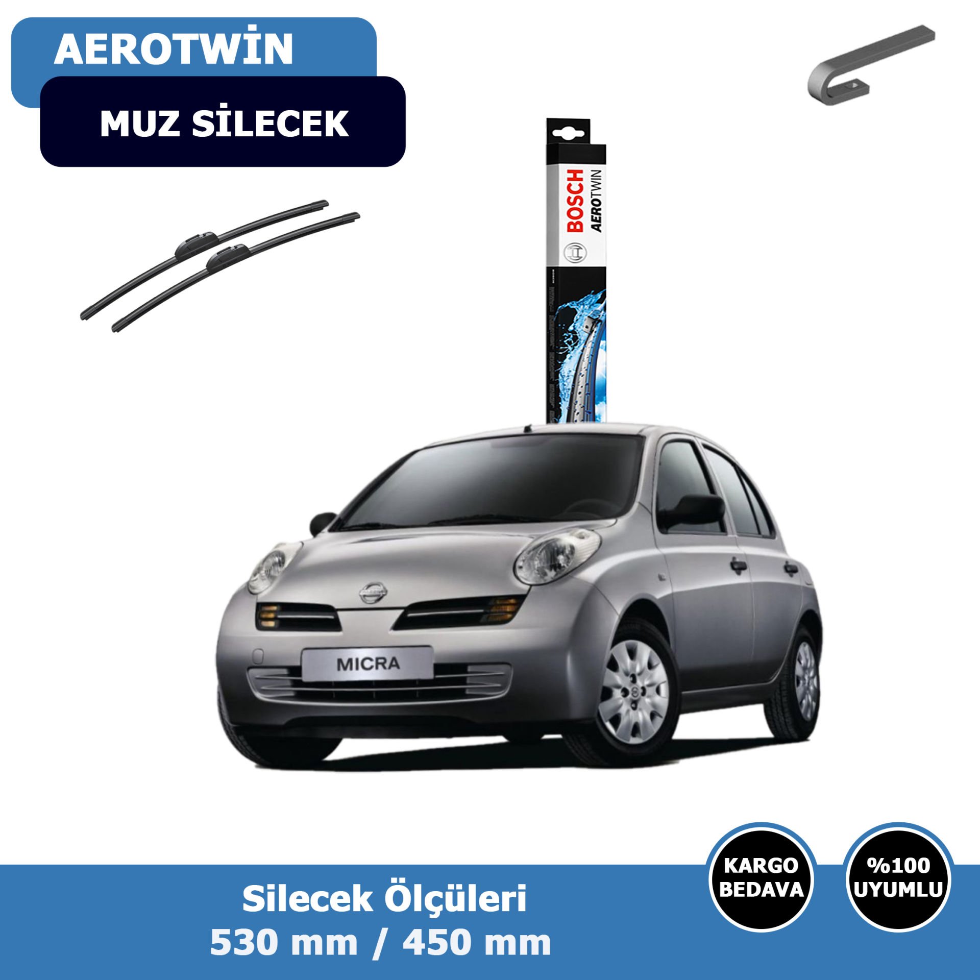 Nissan Micra Ön Silecek Süpürgesi (2005-2010)Bosch Aerotwin