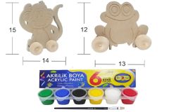 STEM Sevimli Kurbağa Ve Akıllı Maymun Boyama Seti (TEKERLEKLİ)