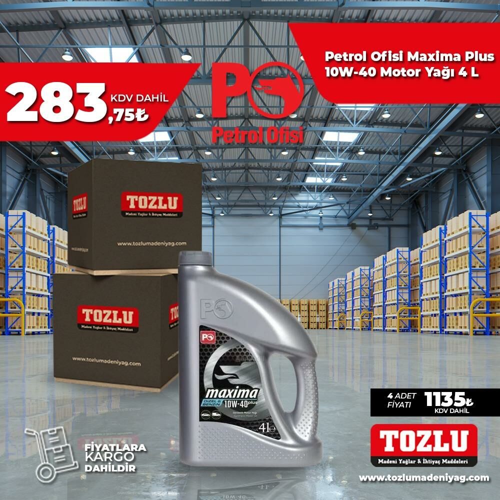 Petrol Ofisi Maxima Plus 10W-40 Motor Yağı 4 L 4 Adet