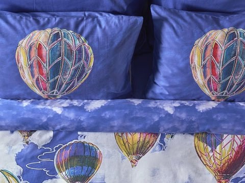 Barış Sarıbaş Kapadokya Balonları Nevresim Takımı Tek Kişilik - Mavi