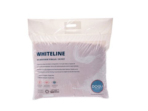 White Line Microfiber Yorgan Çift Kişilik - Beyaz
