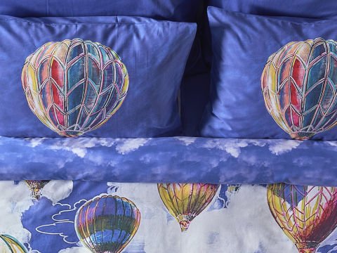 Barış Sarıbaş Kapadokya Balonları Nevresim Takımı Çift Kişilik - Mavi