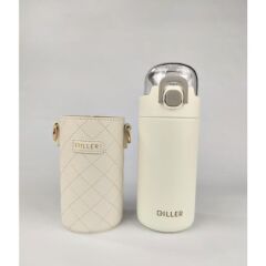 Diller Çelik Pipetli Termos Matara 450ml Krem