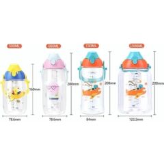 Uzspace Vagonlife Uzspace VGN2201 Turuncu Sunshine Pipetli 500 ml Boyun Askılı Tritan Çocuk Su Matarası -Kutulu