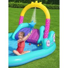 Bestway 53097- Unicorn Temalı Kaydıraklı, Potalı Fıskiyeli Havuz 274 x 198 x 37 cm