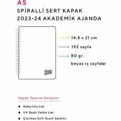 Victoria's Journals 123-9124 Akademik Ajanda 2023-2024 . Haftalık A5 (14.8X21 Cm), Spiralli