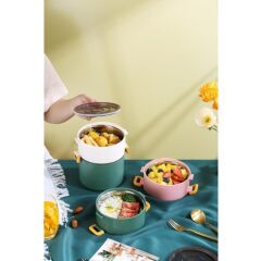 Backpacker Paslanmaz Çelik Yemek Kutusu 1800ML Koyu Yeşil