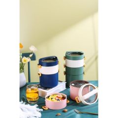 Backpacker Paslanmaz Çelik Yemek Kutusu 1800ML Pembe