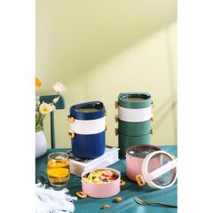 Backpacker Paslanmaz Çelik Yemek Kutusu 1800ML Pembe