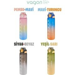 Vagonlife Motivasyon Su Matarası 1000ML Mavi