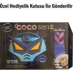 Coco Smile Cocosmile Özel Kutulu 630 ml Pipetli Robot Temalı Tritan Su Matarası -Boyun Askılı Mavi