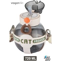 VAGONLİFE 720 ML KILIFLI VE PiPETLİ SU MATARASI Krem