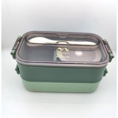 Vagonlife Çift Kat Paslanmaz Yemek Kabı Saklama Kabı Gıda Kabı 1500 ml Yeşil XC-465