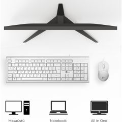 Lecoo Cm101 Beyaz Kablolu Klavye & Mouse Set