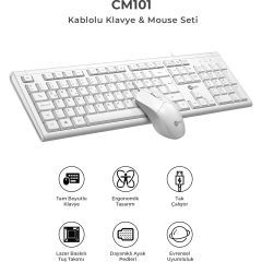 Lecoo Cm101 Beyaz Kablolu Klavye & Mouse Set