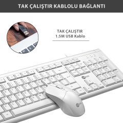 Lecoo Cm101 Beyaz Kablolu Klavye & Mouse Set