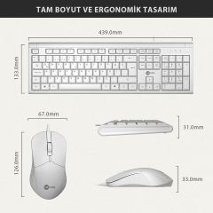 Lecoo Cm101 Beyaz Kablolu Klavye & Mouse Set