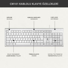 Lecoo Cm101 Beyaz Kablolu Klavye & Mouse Set