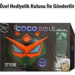 Coco Smile Cocosmile Özel Kutulu 630 ml Pipetli Robot Temalı Tritan Su Matarası -Boyun Askılı Yeşil