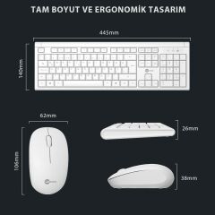 Lecoo Kw200 Kablosuz Klavye & Mouse Set Beyaz