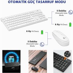 Lecoo Km2001 Klavye & Mouse Kablosuz Set Beyaz