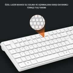 Lecoo Km2001 Klavye & Mouse Kablosuz Set Beyaz