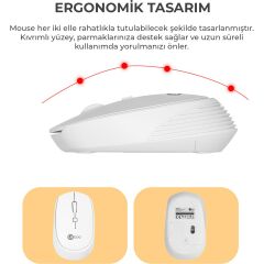 Lecoo Km2001 Klavye & Mouse Kablosuz Set Beyaz