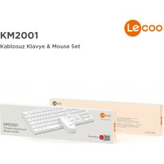 Lecoo Km2001 Klavye & Mouse Kablosuz Set Beyaz