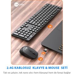 Lecoo Km2001 Klavye & Mouse Kablosuz Set Siyah