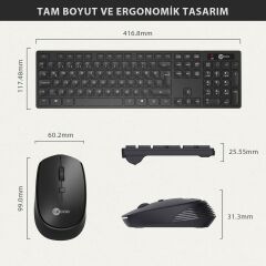 Lecoo Km2001 Klavye & Mouse Kablosuz Set Siyah