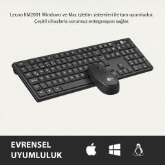 Lecoo Km2001 Klavye & Mouse Kablosuz Set Siyah
