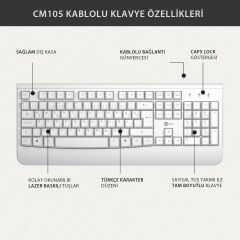 Lecoo Cm105 Beyaz Kablolu Mouse & Klavye Set