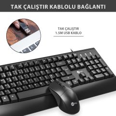 Lecoo Cm105 Siyah Kablolu Mouse & Klavye Set