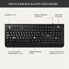 Lecoo Cm105 Siyah Kablolu Mouse & Klavye Set