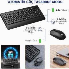 Lecoo Kw202 Kablosuz Klavye & Mouse Set Siyah