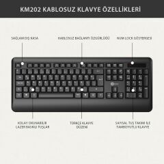 Lecoo Kw202 Kablosuz Klavye & Mouse Set Siyah