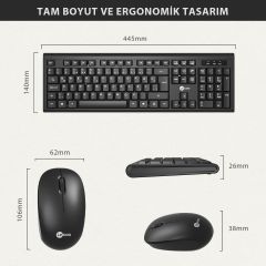 Lecoo Kw200 Kablosuz Klavye & Mouse Set Siyah
