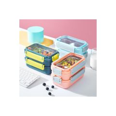 Vagonlife Bento 1200ML Lunchbox Yeni Koleksiyon Iki Katlı Çelik Sefer Tası Yemek Kutusu
