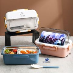 Vagonlife Taşınabilir 304 Paslanmazçelik Çocuklar Öğrenci ve Ofis Için Sızdırmaz Yemek Kutusu Sefer Tası 900ML Pembe