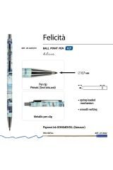 Vj Felicita Tükenmez KalemKutulu Metal Gövde Renkli Ahşap Desen 0.7mmMavi