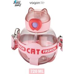 VAGONLİFE 720 ML KILIFLI VE PiPETLİ SU MATARASI Pembe