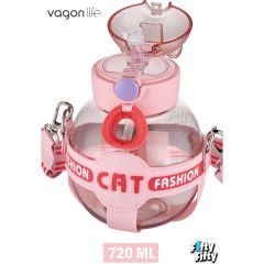 VAGONLİFE 720 ML KILIFLI VE PiPETLİ SU MATARASI Pembe