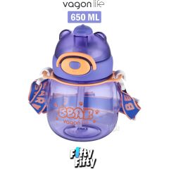 VAGONLİFE 650 ML PİPETLİ BOYUN ASKILI SU MATARASI Mor