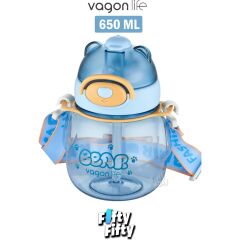 VAGONLİFE 650 ML PİPETLİ BOYUN ASKILI SU MATARASI Mavi