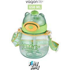 VAGONLİFE 650 ML PİPETLİ BOYUN ASKILI SU MATARASI Yeşil