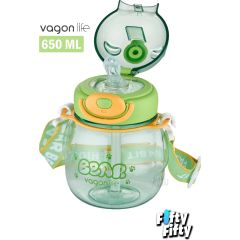 VAGONLİFE 650 ML PİPETLİ BOYUN ASKILI SU MATARASI Yeşil