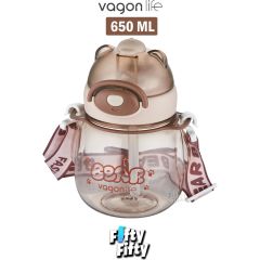 VAGONLİFE 650 ML PİPETLİ BOYUN ASKILI SU MATARASI Krem