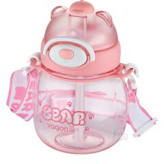 VAGONLİFE 650 ML PİPETLİ BOYUN ASKILI SU MATARASI Pink