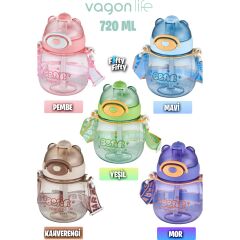 VAGONLİFE 650 ML PİPETLİ BOYUN ASKILI SU MATARASI Pink