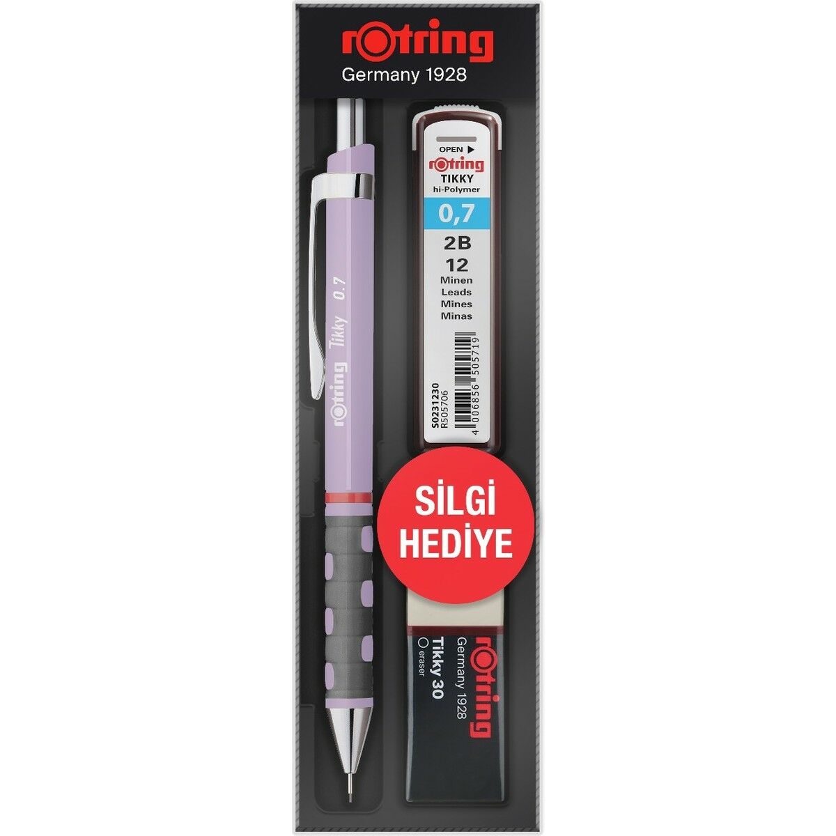 Rotring Okul Seti Tıkky Min Silgi 3 LÜ 0.7 MM Lila